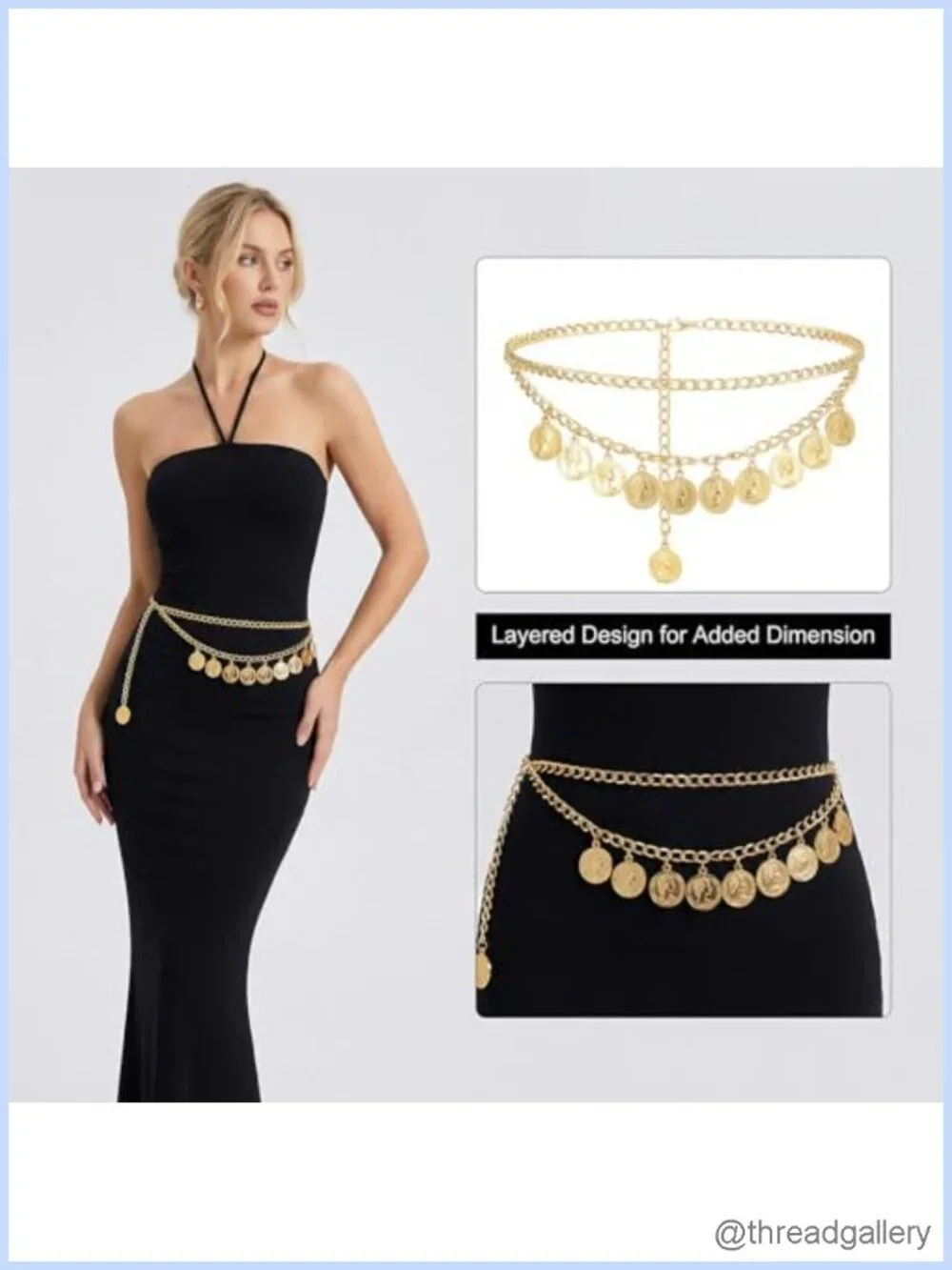 Adjustable Gold Coin Chain Belt Pirate Waist Chain Alloy Body Jewelry for Women